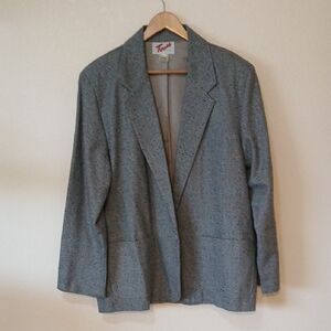 Vintage 80s Sports Coat Blazer Gray Speckled Shoulder Pads Touch USA